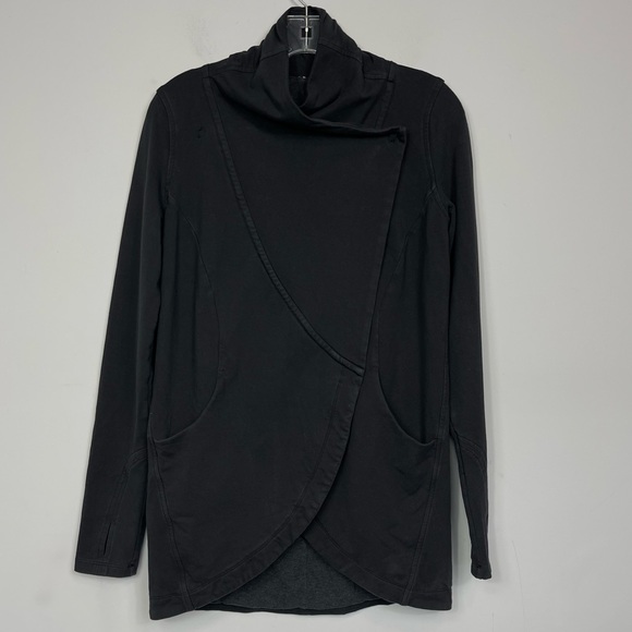 Lululemon Rulu Rally Wrap Black 6 Jacket Cardigan Sweater Snap Button Closure - Picture 6 of 16